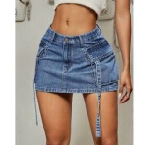 SHEIN Never Worn Cargo Denim Mini Skirt